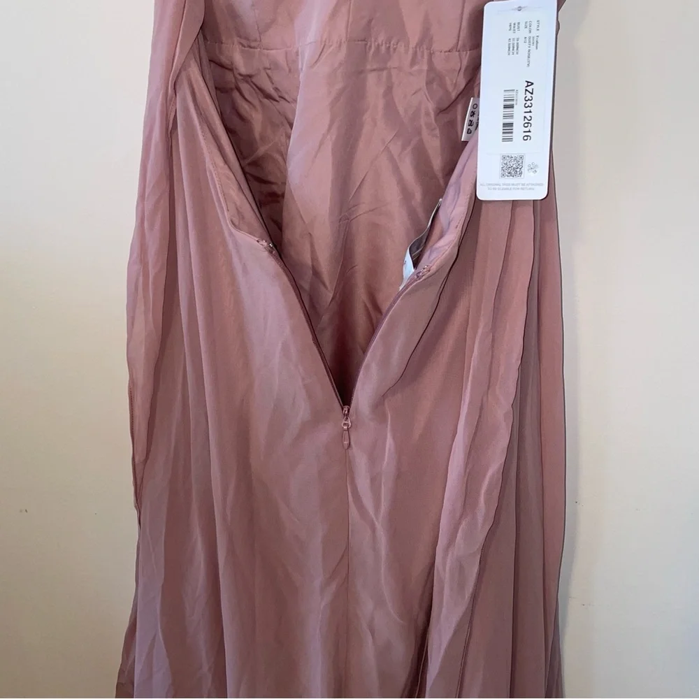 Azazie Evalleen Dusty Rose A-Line Pleated Chiffon Dress Size 12 - Picture 11 of 12